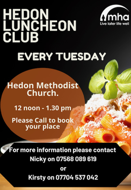 HEDON LUNCH CLUB @ HEDON METHODIST CHURCH