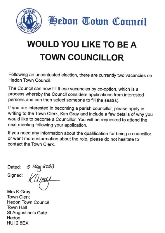 WOULD YOU LIKE TO BE A TOWN COUNCILLOR?