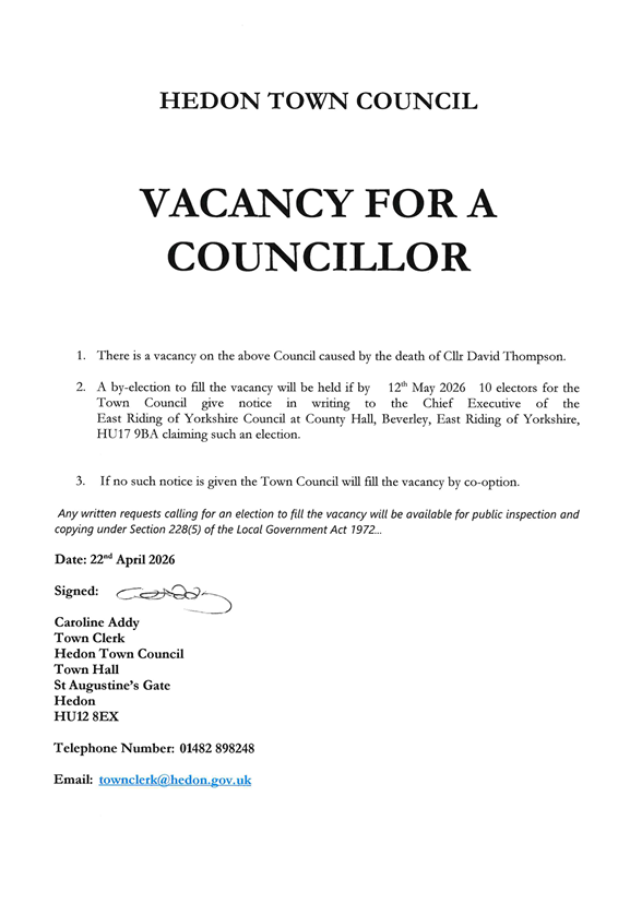 COUNCILLOR VACANCY